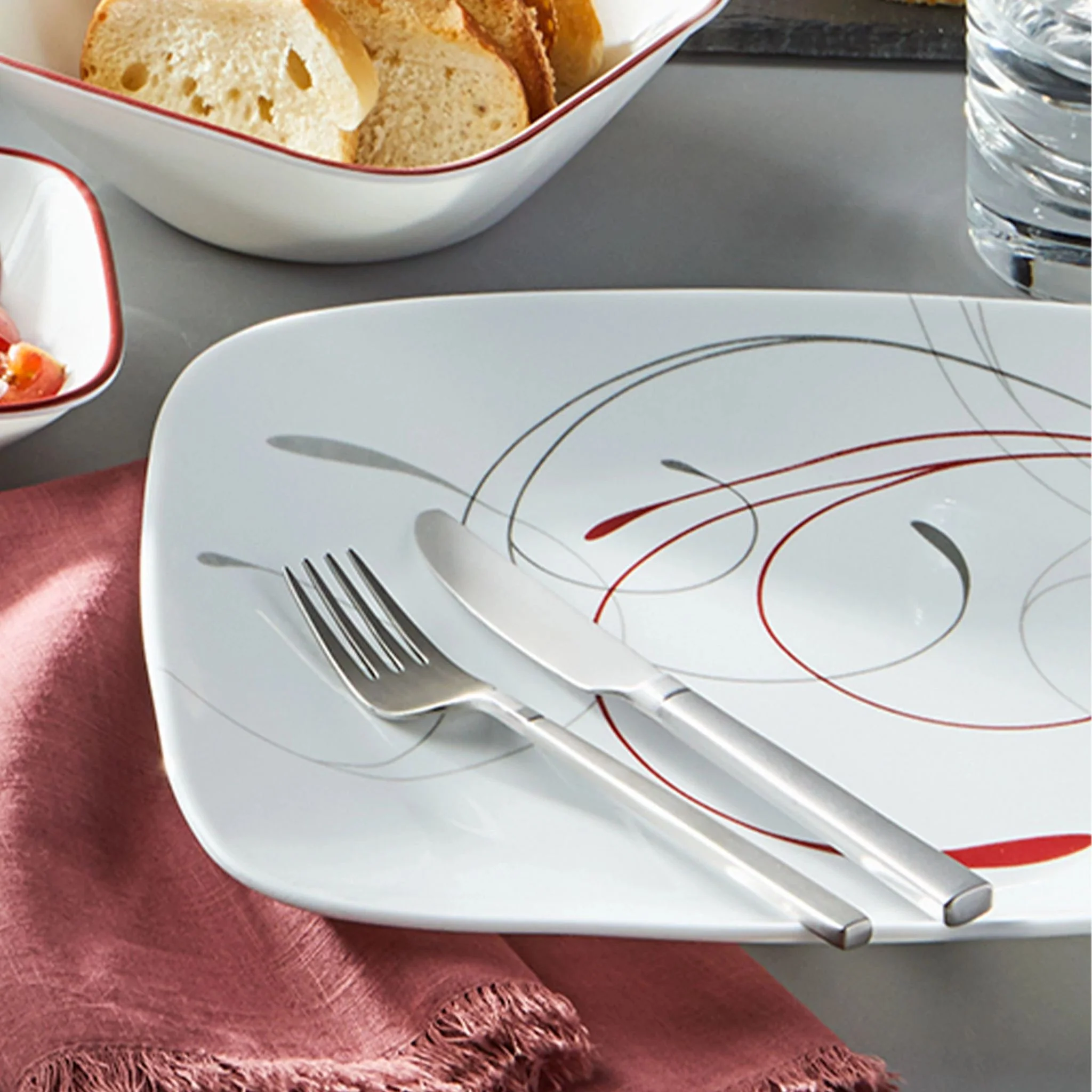 Corelle® Square Splendor 12-piece Dinnerware Set with Appetizer Plates, Service for 4 - Image 3