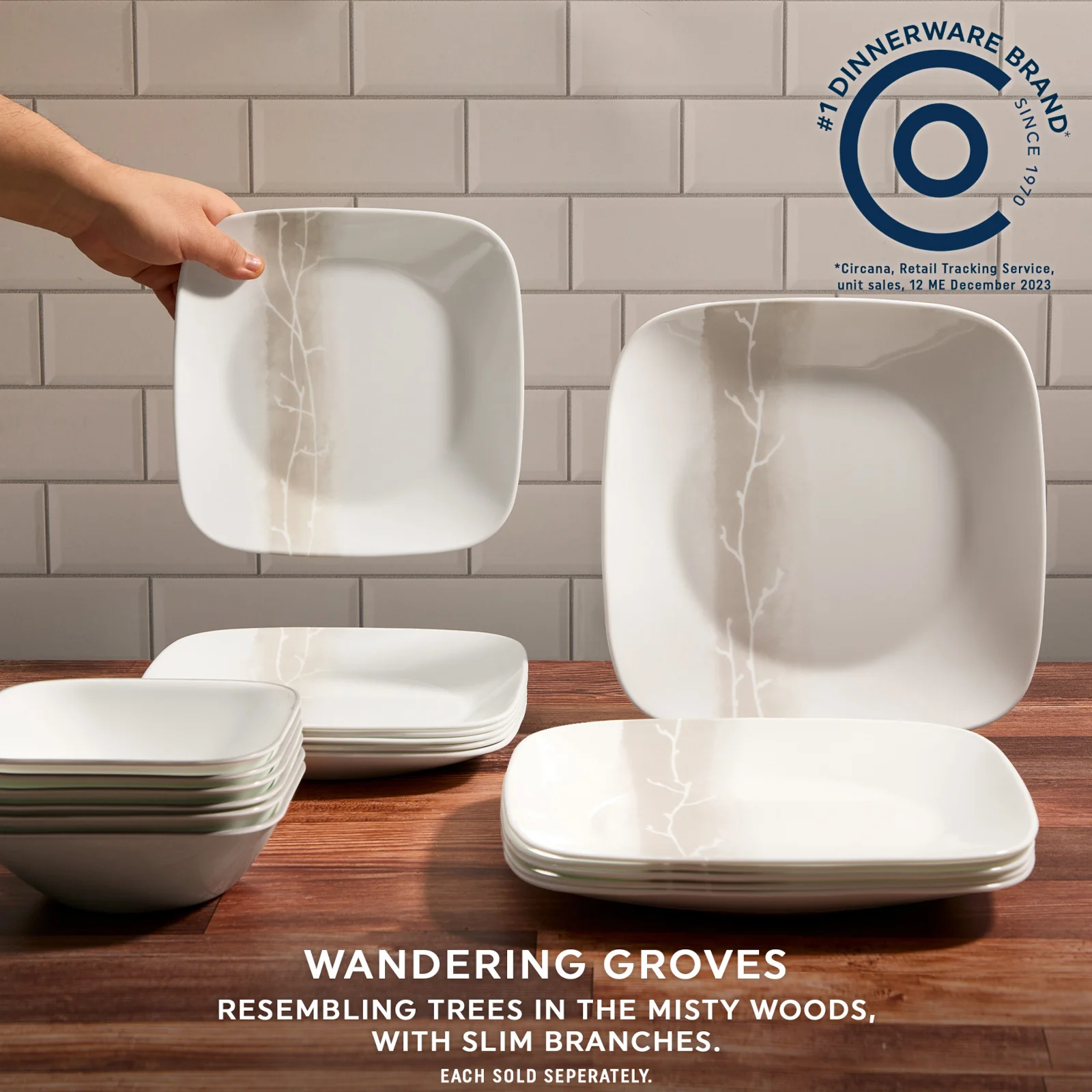 Corelle® Square Wandering Grove 9" Salad Plate - Image 2