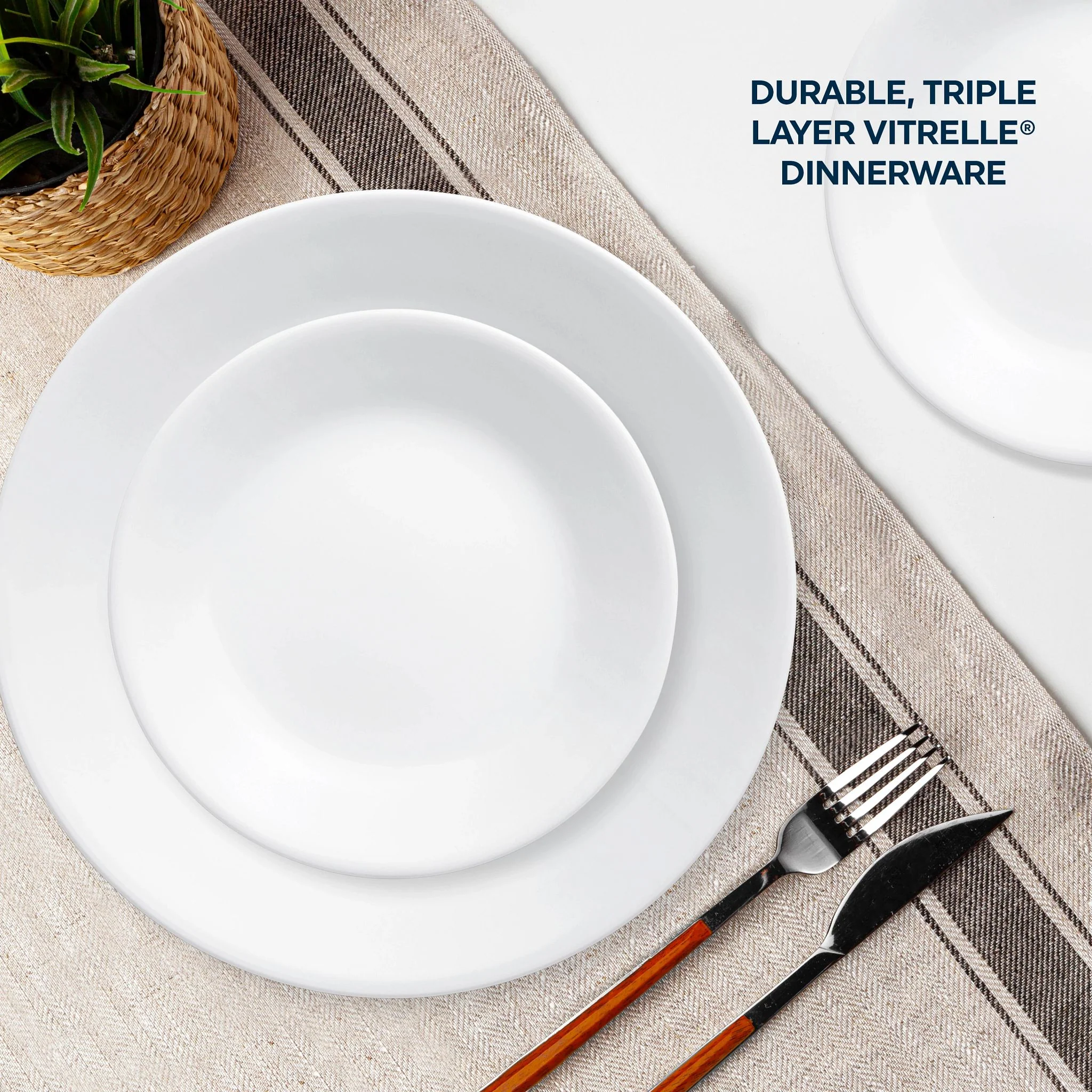Corelle® Winter Frost White 16-piece Mugless Dinnerware Set, Service for 4 - Image 4